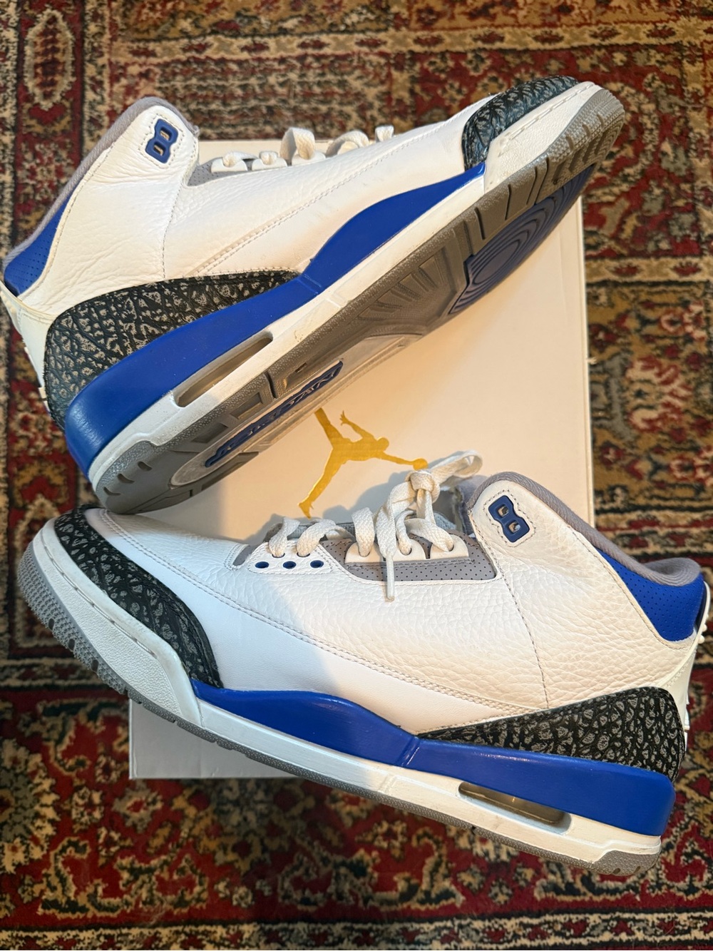 Jordan 3 Retro Racer Blue - Men's White, Blue & Gray Retro Basketball Sneakers